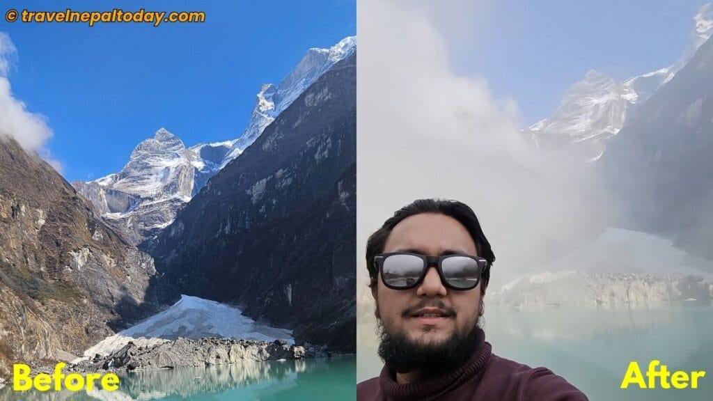 kapuche lake before and after fog