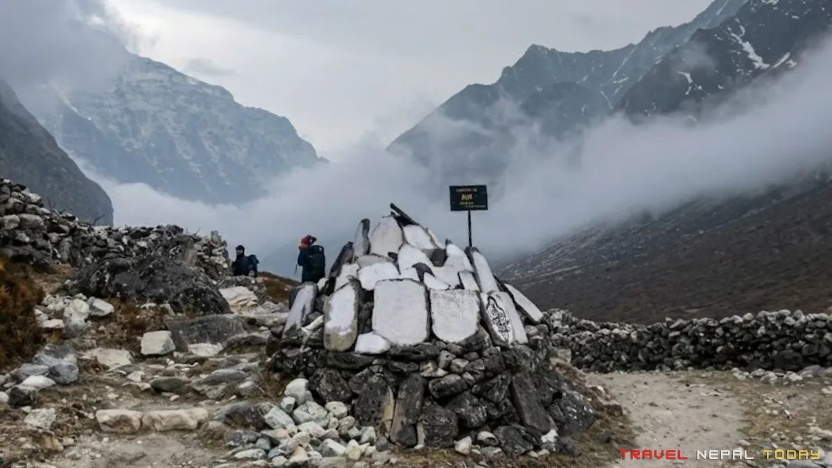 mani stone wall in na village