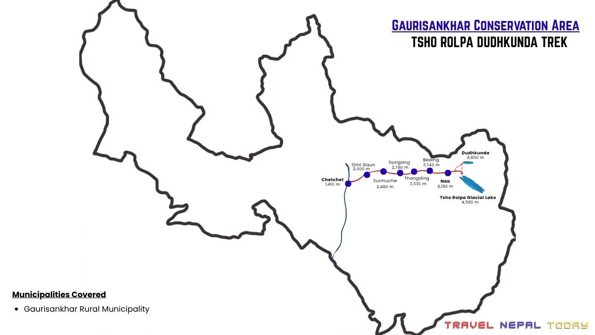 tsho rolpa lake trek route map