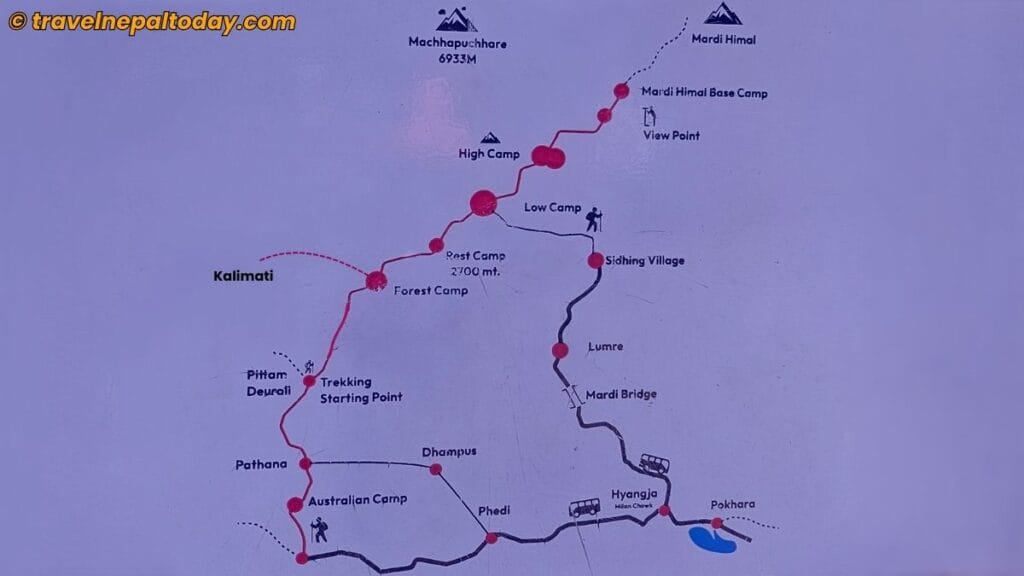 mardi base camp trek route