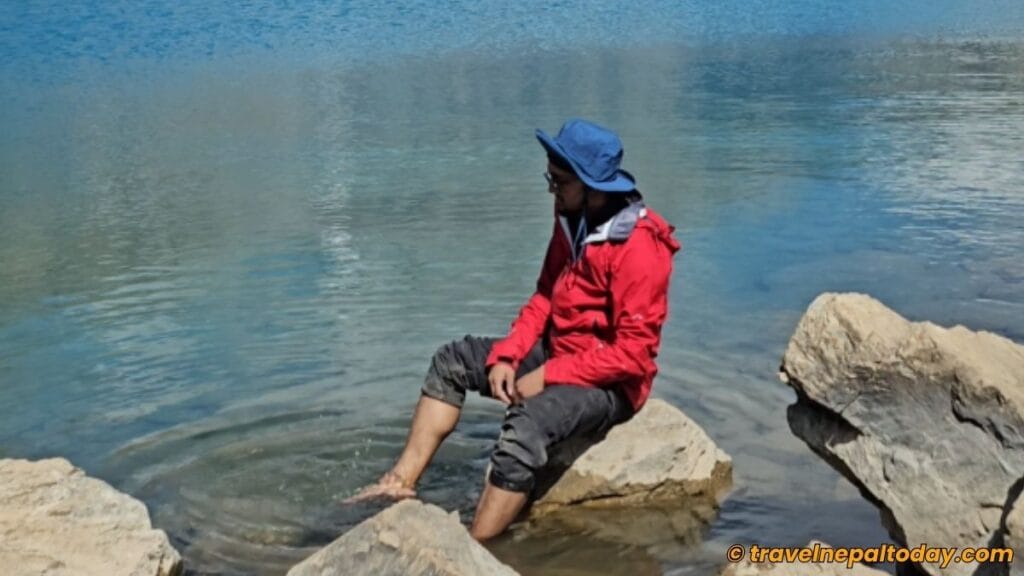 relaxing in phoksundo lake