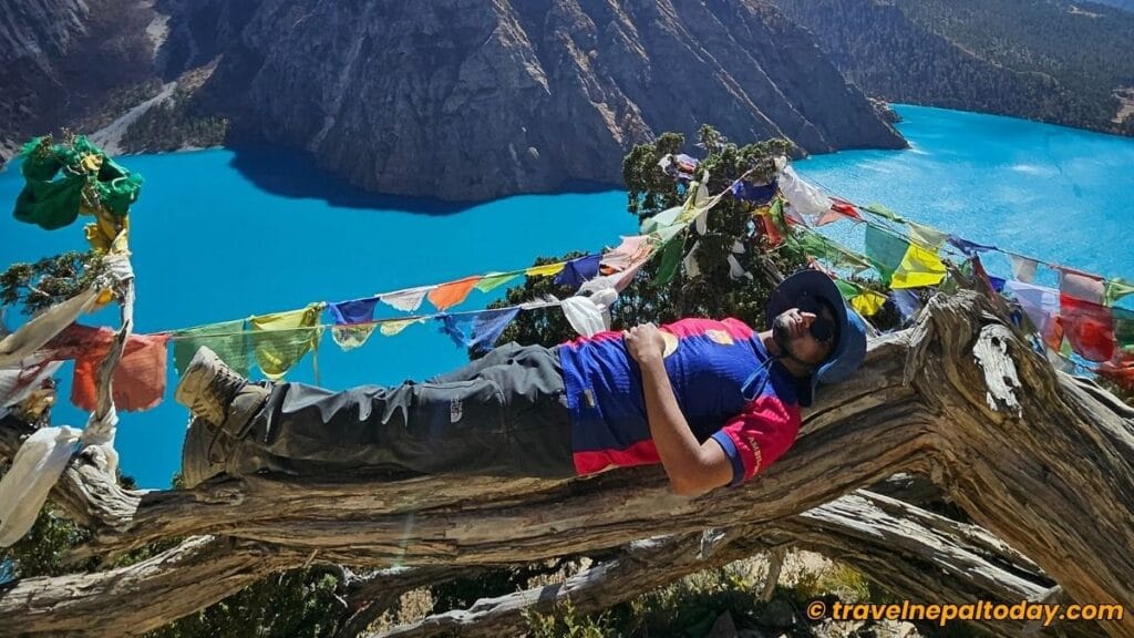 sleeping in phoksundo view point tree