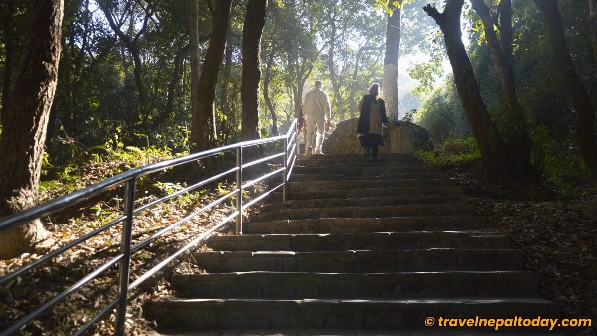chandeshwori gosaithan hiking trail stairs