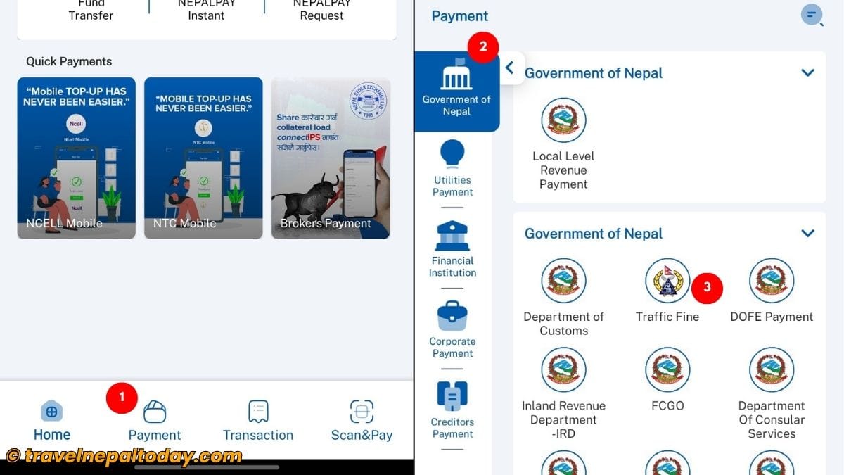connectips traffic police fine payment online