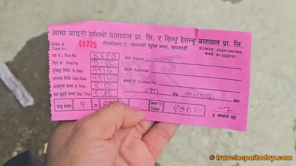 kathmandu to bhotang bus ticket
