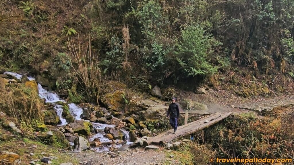panch pokhari wooden bridge