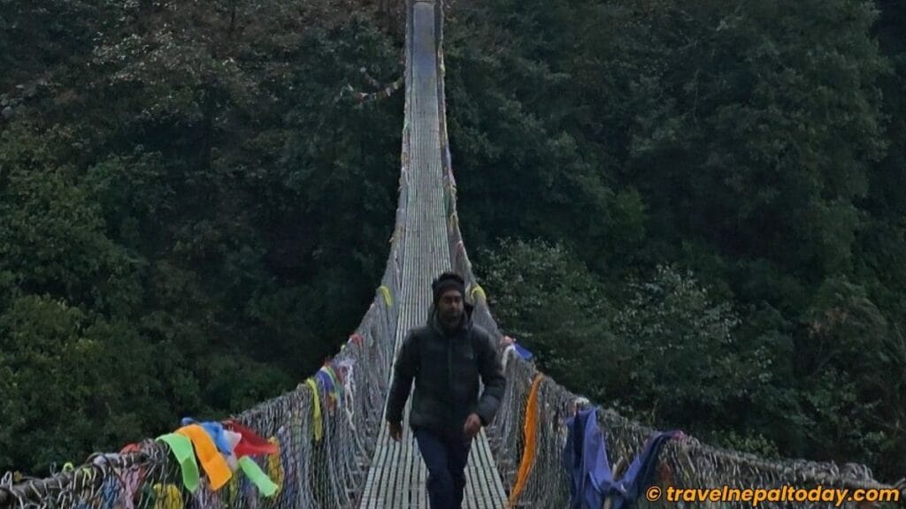 suspension bridge in panch pokhari trek