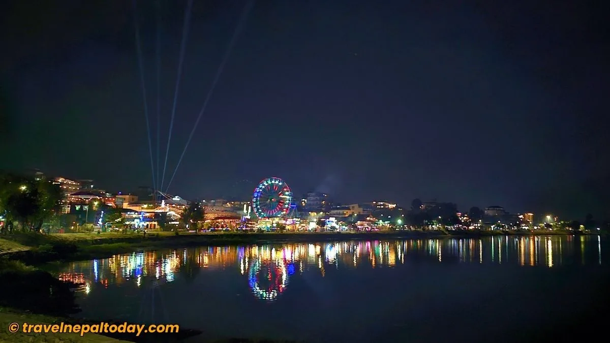 lakeside pokhara at night