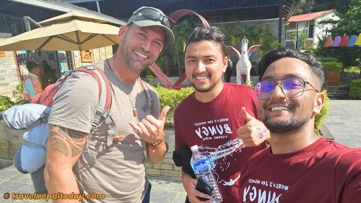 nepalese and foreigners at the cliff resort