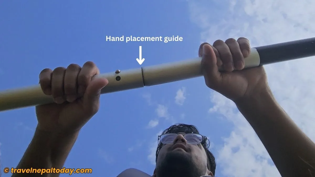 holding kayak paddle