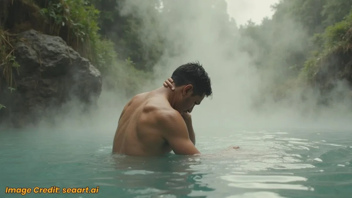 man itching in hot springs