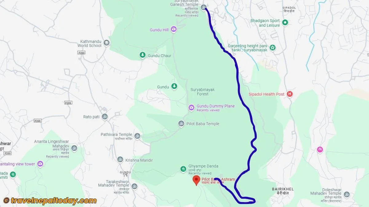 pilot baba ashram route map