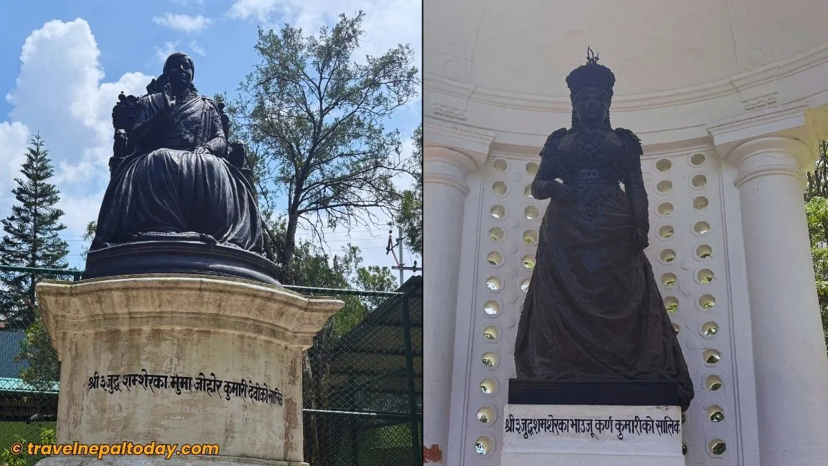 statues of johar kumari and karna kumari in central zoo