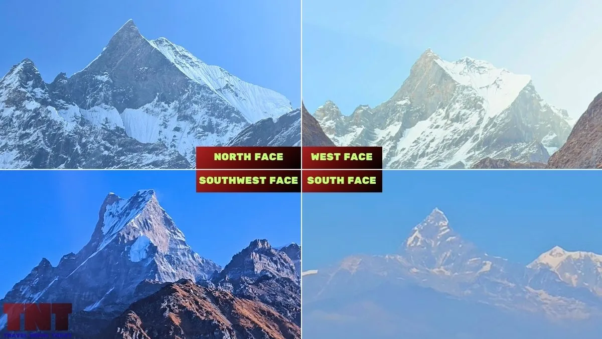 different faces of fishtail machhapuchre mountain