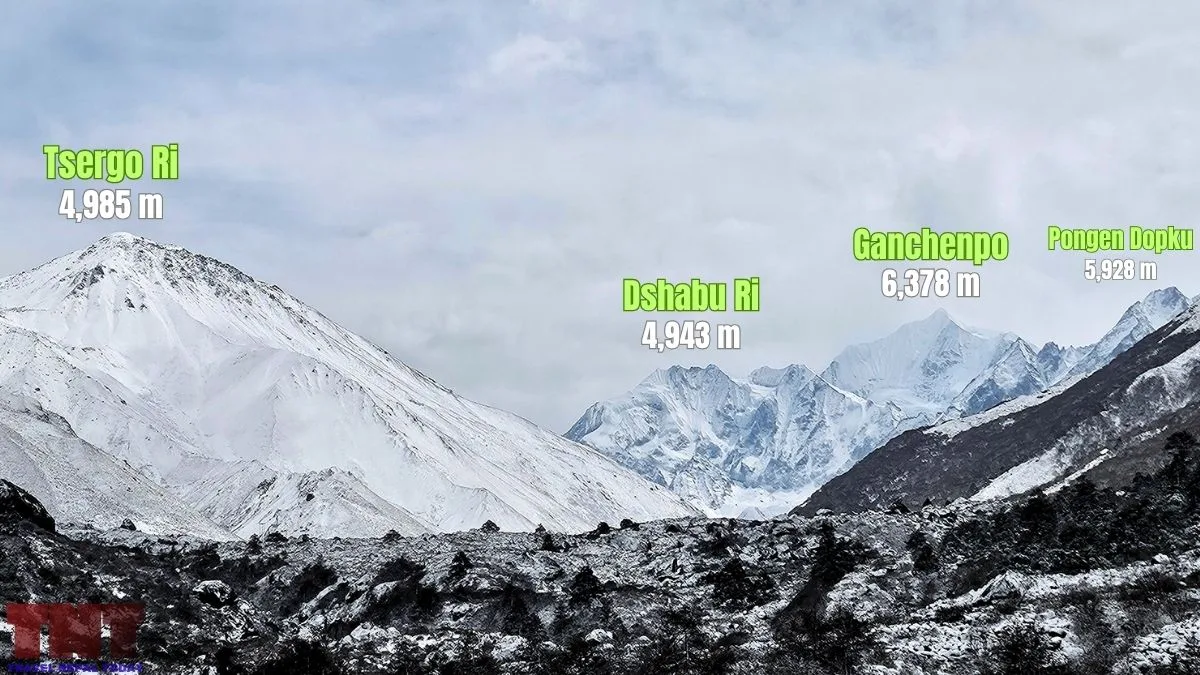 ganchenpo and surrounding mountains in langtang valley